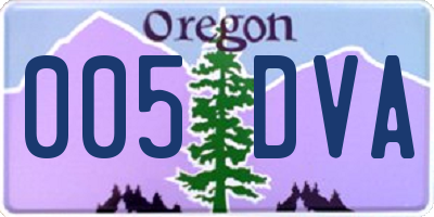 OR license plate 005DVA