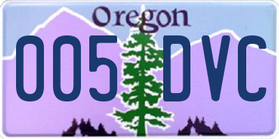 OR license plate 005DVC