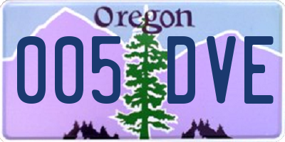 OR license plate 005DVE