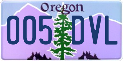 OR license plate 005DVL