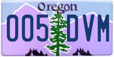 OR license plate 005DVM