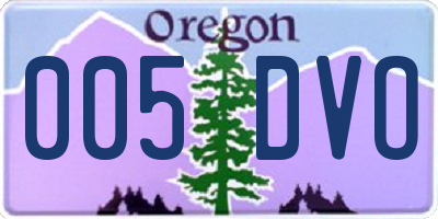 OR license plate 005DVO