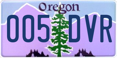 OR license plate 005DVR