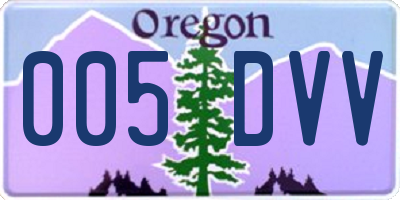 OR license plate 005DVV