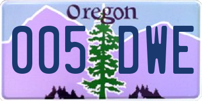 OR license plate 005DWE