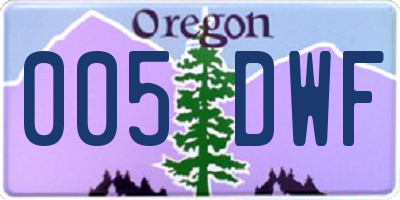 OR license plate 005DWF