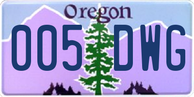 OR license plate 005DWG