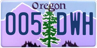 OR license plate 005DWH