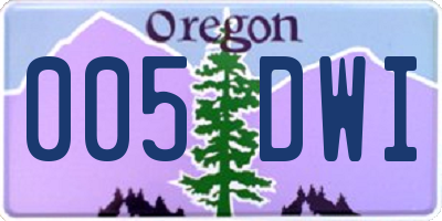 OR license plate 005DWI
