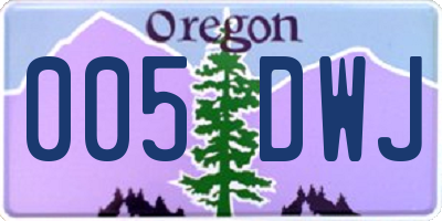OR license plate 005DWJ
