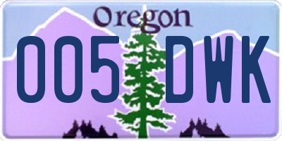 OR license plate 005DWK