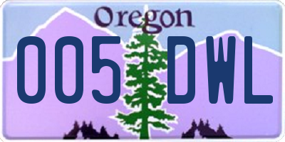 OR license plate 005DWL
