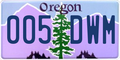 OR license plate 005DWM