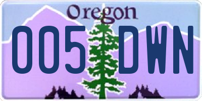 OR license plate 005DWN