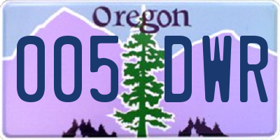 OR license plate 005DWR