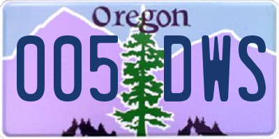 OR license plate 005DWS