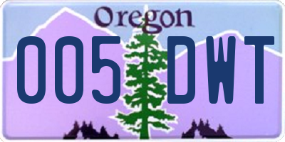 OR license plate 005DWT