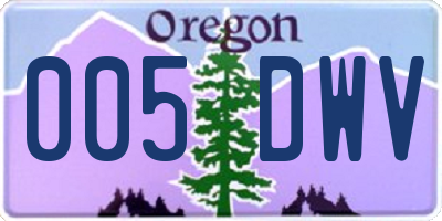 OR license plate 005DWV