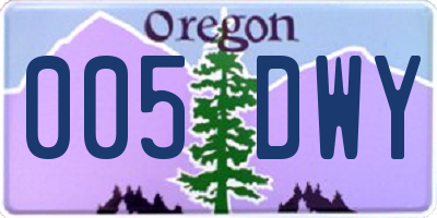 OR license plate 005DWY