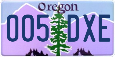 OR license plate 005DXE