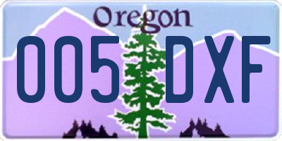 OR license plate 005DXF