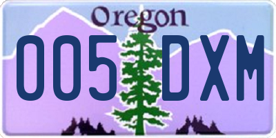 OR license plate 005DXM