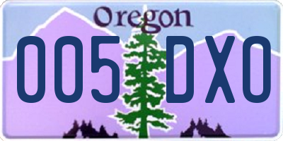 OR license plate 005DXO