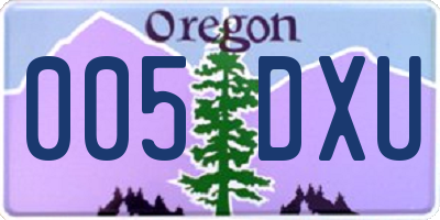 OR license plate 005DXU