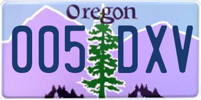 OR license plate 005DXV