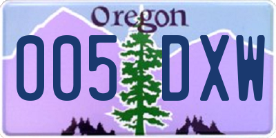 OR license plate 005DXW