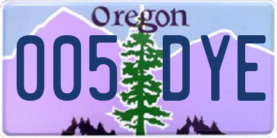 OR license plate 005DYE