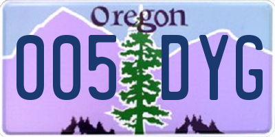 OR license plate 005DYG
