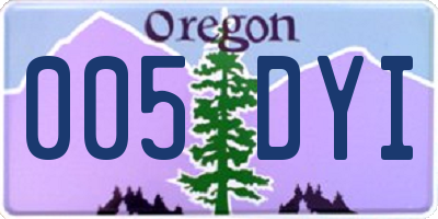 OR license plate 005DYI