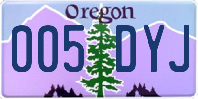 OR license plate 005DYJ