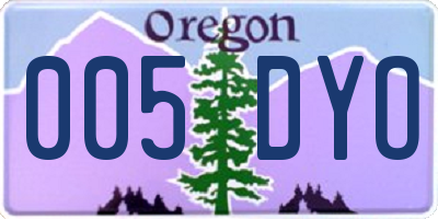 OR license plate 005DYO