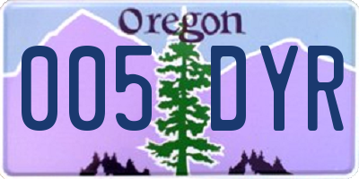 OR license plate 005DYR