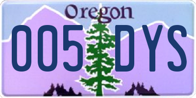 OR license plate 005DYS