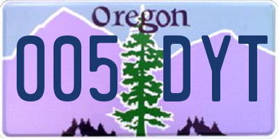 OR license plate 005DYT