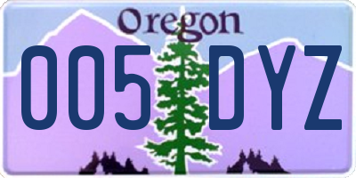 OR license plate 005DYZ