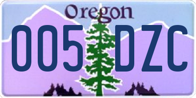 OR license plate 005DZC