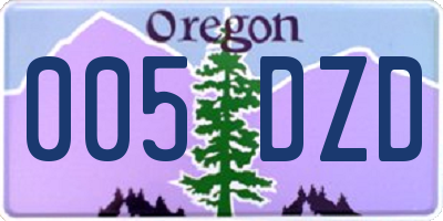 OR license plate 005DZD