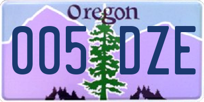 OR license plate 005DZE