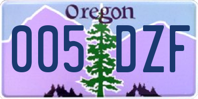 OR license plate 005DZF