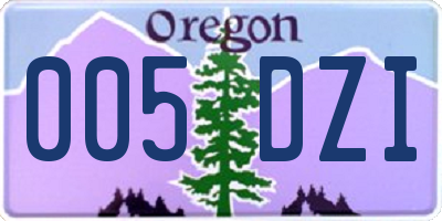 OR license plate 005DZI