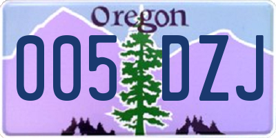 OR license plate 005DZJ