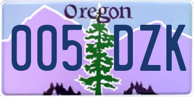 OR license plate 005DZK