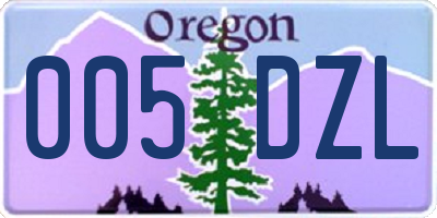 OR license plate 005DZL