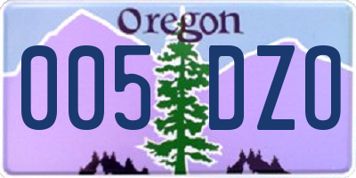 OR license plate 005DZO