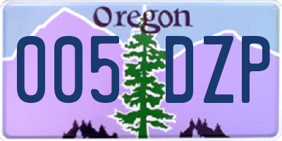OR license plate 005DZP