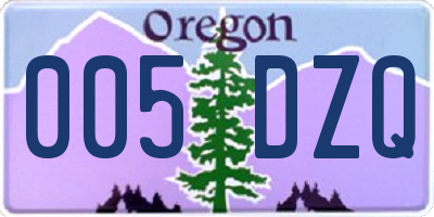 OR license plate 005DZQ